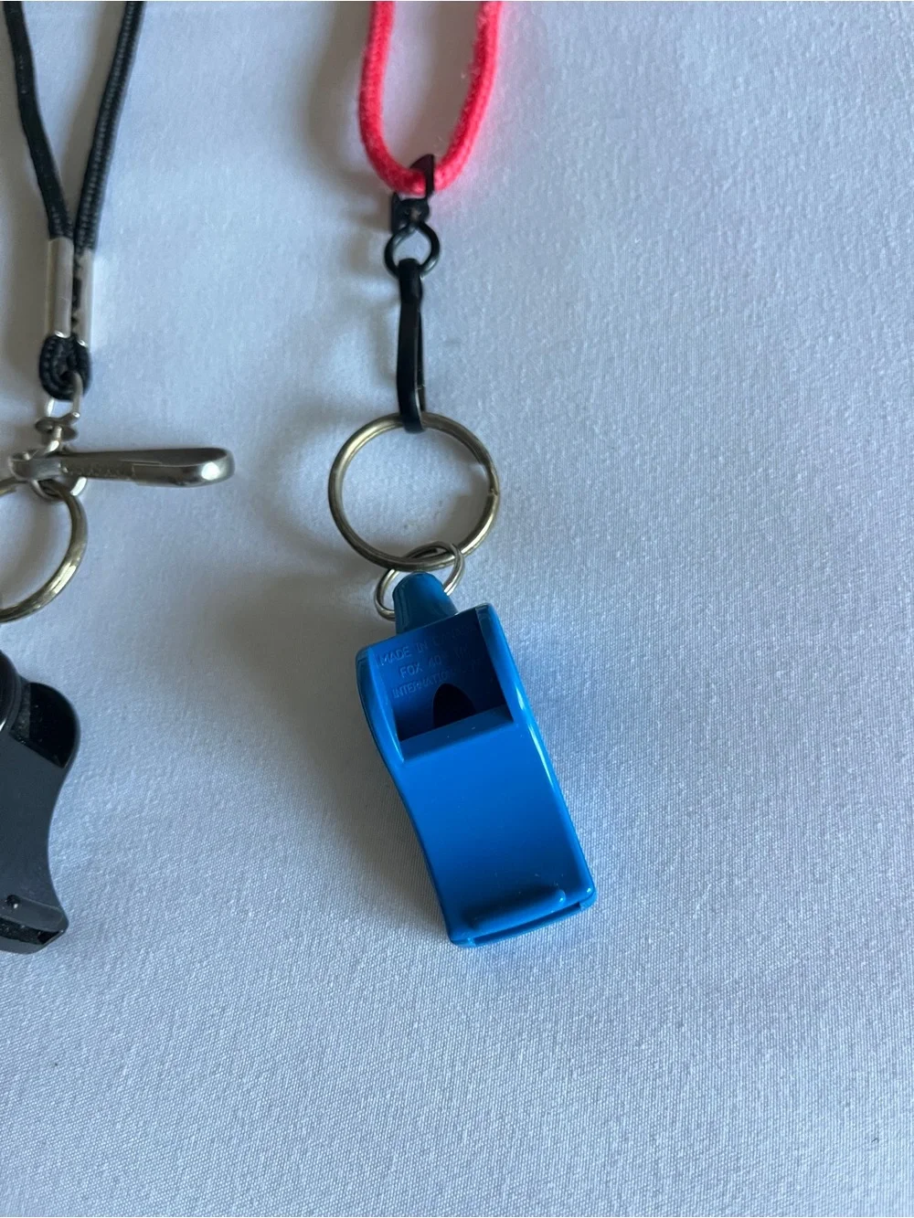 Classic Whistles Pair & Lanyards Black Blue Pealess Referee Safety